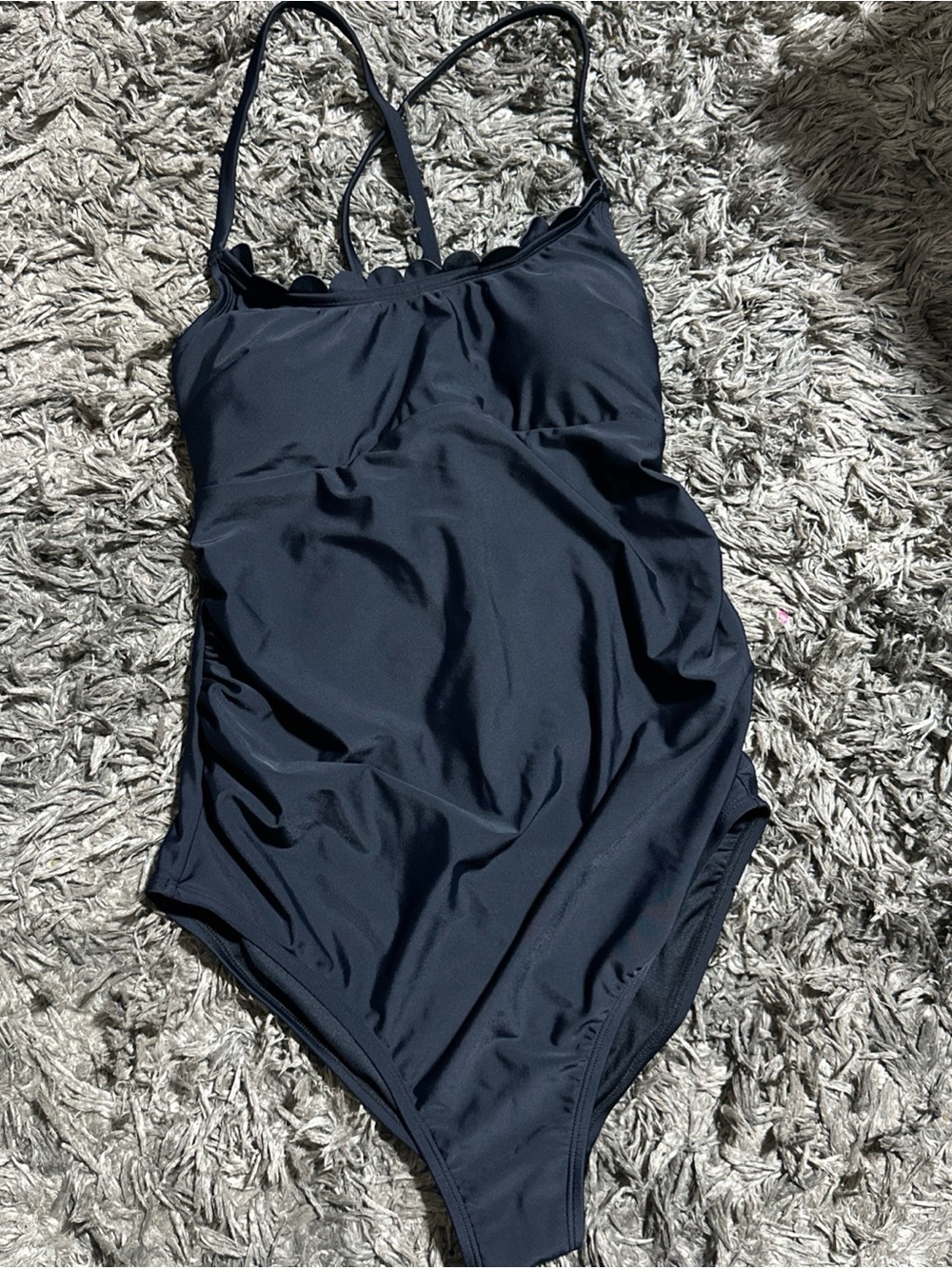 Cupshe Black Slim & Sculpt One-Piece Swimsuit - Solid Black, Medium<<<356>>>> - Picture 2 of 8